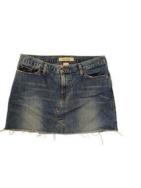 Abercrombie & Fitch Womens Blue Denim Skirt Size 6 Frayed Hem 100% Cotton Made I